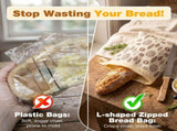 2Pcs Beeswax Bread Bags with L Shape Zipper and Comfort Handle Water and Oil Resistant Inner Layer V1366-AZ2-W-14996