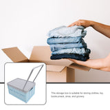 Foldable Plastic Storage Box with Wheels Blue Stackable Container for Home Storage V1366-AZ2-W-13914