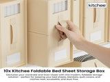 10x Kitchee Foldable Bed Sheet Storage Box - Linen and Closet Organiser Beige V238-SUPDZ-41188861771856