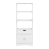 Artiss Bathroom Floor Storage Cabinet with 2 Drawers 3 Open Shelves 2 Doors White FUR-S-BATH-SHF01-WH