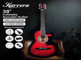 Karrera 38in Pro Cutaway Acoustic Guitar with Carry Bag - Red Burst CC38-PRO-SRD