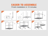 Kitchen Utility Cart, 3 Tiers, Wire Rolling Cart with 213kg Capacity, Steel Service Cart on Wheels, V952-LLCFTCCB20X24IGJ4V0