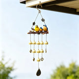 Happy Bird Resin Wind Chime Alloy Bell Outdoor Garden Hanging Decor, Multi-Layer Balcony V1232-XFNLD-003
