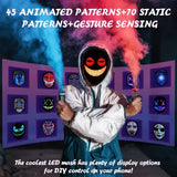 Smart LED Gesture-Sensing Light-Up Mask, 45 Dynamic 70 Static Patterns, Party Atmosphere Essential V1232-BLMJ-002