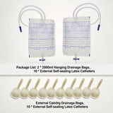 10 Pcs Self-Sealing Latex Male External Condom Catheter Kit, Includes 2Pack 2000ml Hanging Drainage V1192-AZ-W-28312