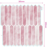 Pink Long Hexagon Tile Peel and Stick Backsplash, 10 Sheets Self-Adhesive Wall Tiles Stick on Back V1192-AZ-W-3713