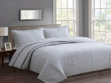 100% Cotton Lightly Quilted Coverlet Set Unity Silver Queen V442-STT-COVERLET-UNITY-SILVER-QS
