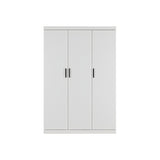 3 Door White Wardrobe Black Handles, Hanging Rail & Shelves V63-953071