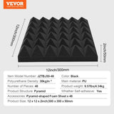 Acoustic Foam Panels 48 Pack 12 x 12 x 2 in Adhesive for Wall Ceiling V952-ZZSPMBHSL12WV08RDV0