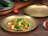 6PCS Stainless Steel Plates, 10" Golden Round Plate, Reusable Metal Dish for Camping Dining Salads V1369-AZ3-W-08965