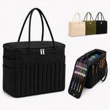Canvas Yarn Storage Bag, Large Knitting and Crochet Organizer Tote with Multiple Front Pockets, Yarn V1369-AZ3-W-17999