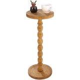 Small Round Side Table Brown, 9.4" Drink Table with Rubberwood Material, Stable, Easy to Assemble, V1369-AZ3-W-08723