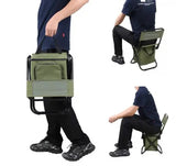Black Portable 3-in-1 Folding Camping Chair with Storage Bag, Backrest, and Insulated Cooler for V888-ELOSUNG13304