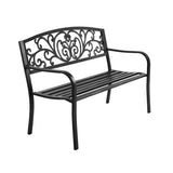 Gardeon Outdoor Garden Bench Seat Steel Outdoor Furniture 3 Seater Park Black GB-STEEL-XG201-BK