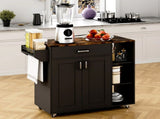 Kitchen Island Cart on Wheels with Charging Station, Black, 83x38x82cm V178-59332
