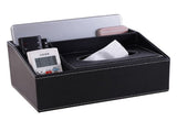 Multifunction Tissue Box Black Multiple Compartments Durable PU Leather Rectangular Tissue Box Cover V1294-YM0706-3117230244811