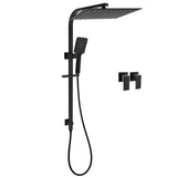 Matt Black Dual Shower Set 16" Rainfall Head 3 Modes Handheld Silding Rail Combo Twin Taps V1233-C7121SBHS002M4CBKSS116BCPF0272BK