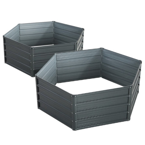 Green Fingers 2x Garden Bed 130x130x46cm Planter Box Raised Container Galvanised GARDEN-ALUMGR-13-FC2