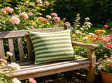 18" x 18" Square Woven Green Stripe Decorative Outdoor Pillow, Spot Clean with Water and Mild V1366-AZ2-W-14221