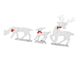 3pcs Lighted Christmasation Deer Home Warm White Light Iron LED Reindeer Family Set Tabletop V1294-YM0710-3115230130011