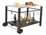 Outdoor Grill Dining Cart with Double-Shelf, 85*55cm BBQ Movable Food Prep Table, Multifunctional V952-JSHWBCTC855512MJNV0