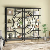 NNETMLT 8-Tier 71-Inch Industrial Geometric Bookcase with Metal Frame V728-QH169584