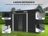 PlantCraft Galvanised Steel Garden Shed 2.38 x 1.31 x 1.82m, with 2 Sliding Doors, 2 Air Vents, V219-GSDSTLPC31SA