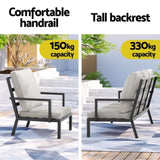 Gardeon 5-Piece Outdoor Furniture Setting Table Chair Set Aluminium Sofa 7-Seater ALU-SOFA-5PCS-BENCH-AB