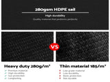 Instahut Shade Sail 5x5x5m Triangle 280GSM 98% Black Shade Cloth SAIL-DL-H-5X5X5-C-BK