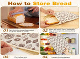 2Pcs Beeswax Bread Bags with L Shape Zipper and Comfort Handle Water and Oil Resistant Inner Layer V1366-AZ2-W-14996