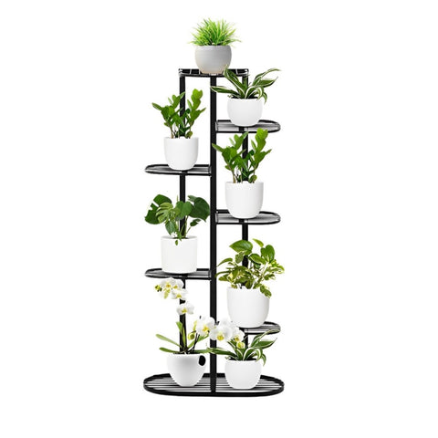 SOGA 7 Tier 8 Pots Black Metal Plant Rack Flowerpot Storage Display Stand Holder Home Garden Decor FPOTH23