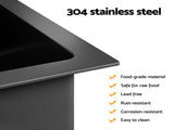 Cefito Stainless Steel Sink 75x45CM With Pull Out Mixer Tap Kitchen Basin Single Bowl Black SINK-BLACK-7545-S-52