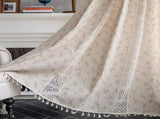 Boho Floral Print Curtain Panel with Lace and Tassel Trim, 150 x 160 cm V1188-MS-731-085