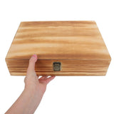 Wooden Cassette Tape Storage Box Coffee Pine Wood Organizer with Hinge for Home V1192-AZ-W-27214