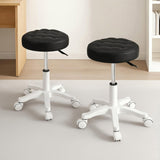 Levede 2x Rolling Bar Stool Swivel Salon SPA Chair Black BR1065-BKX2