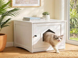 i.Pet 49x51cm Cat Litter Box Enclosure Hidden Litter Tray Cabinet White PET-CLBC-49X51-WH
