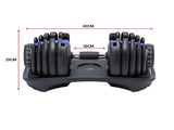 Powertrain 48KG Adjustable Dumbbell Set with Flat Bench BF1-24-BU-2-211