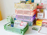 5 Pack Mini Plastic Baskets for Organizing and Storage, Collapsible Space Saving Crates, Office Desk V1369-AZ3-W-16299