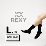 10X Rexy 3D Seamless Crew Socks Large Slim Breathable BLACK V274-GM-RX3DCW-L10-BK