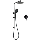 Matt Black Round 8" Shower Head Sliding Rail Arm 3 Modes Handheld Arm Dual Combo Mixer V1233-C4902B22PHR003M4CBKSR108BKRD201B