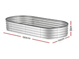 Green Fingers Raised Garden Bed Galvanised Oval Metal Planter Box Large Outdoor 150x70x30cm Silver GB-OVAL-1507030-SL