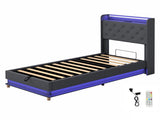 Levede Single Bed Frame Gas Lift Storage LED Light USB BF1065-S