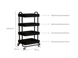 Levede 4 Tiers Kitchen Trolley Cart Black HO0576-4-BK