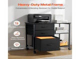 Mobile Metal File Cabinet with 3 Fabric Drawers and 2 Open Shelves Black V952-JSHXWJGJTMZWYX3KK001V0