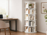 Levede Rotating Bookshelf 5 Tier Book Storage Space Saving Round Tower White CH1190-5-AU