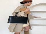 Coffee Large Capacity Tote Bag - Minimalist PU Leather Handbag for Daily Commute V888-ELOSUNG23241