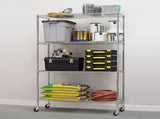 Modular Wire Storage 120x45cm Steel Shelving Chrome With Wheels For Garage Kitchen Or Retail Storage V63-841041