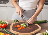 Round Wood Cutting Board - Thick Chopping Board with Juice Groove & Stable Base - Ideal for V1366-AZ2-W-16447