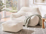 Artiss Bean Bag Sofa w/Ottoman Corduroy for Adults Teens White SBED-N-01-WH