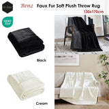 Ardor Benz Faux Fur Soft Plush Throw Rug 130x170cm Cream V442-INT-THROW-BENZFAUXFUR-CREAM-RE